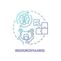 Resourcefulness blue gradient concept icon. Limited resources. Creative thinking. Find solution. Problem solving. Self employment abstract idea thin line illustration. Isolated outline drawing vector