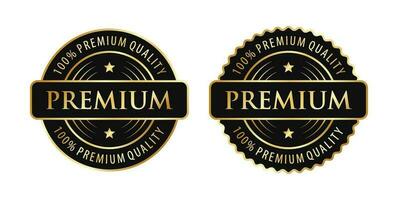 100 percent premium quality vector badges. Luxury black gold labels. For icon, logo, sign, seal, symbol, stamp, sticker. Vector illustration