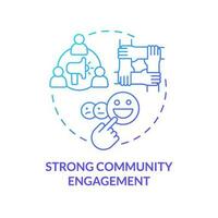 Strong community engagement blue gradient concept icon. Involve members. Effective advocate trait abstract idea thin line illustration. Isolated outline drawing vector