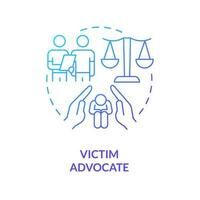 Victim advocate blue gradient concept icon. Professional attorney support. Career in advocacy abstract idea thin line illustration. Isolated outline drawing vector