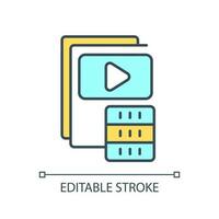 Media files storage RGB color icon. Save video and music files. Digital repository. Server and database. Archive. Isolated vector illustration. Simple filled line drawing. Editable stroke