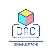 DAO in blockchain RGB color icon. Decentralized autonomous organizations improvement. Business perspectives. Isolated vector illustration. Simple filled line drawing. Editable stroke