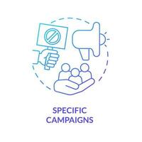 Specific campaigns blue gradient concept icon. Social problems visibility. Form of advocacy abstract idea thin line illustration. Isolated outline drawing vector