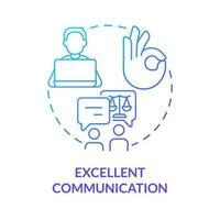 Excellent communication blue gradient concept icon. Soft skills improvement. Effective advocate trait abstract idea thin line illustration. Isolated outline drawing vector