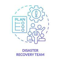 Disaster recovery team blue gradient concept icon. Cooperation. Effective disaster recovery plan abstract idea thin line illustration. Isolated outline drawing vector