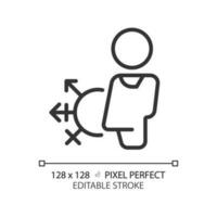 Gender neutral toilet pixel perfect linear icon. Free access to water closet. Restroom for establishment visitors. Thin line illustration. Contour symbol. Vector outline drawing. Editable stroke