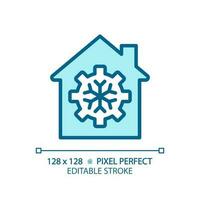 General cooling light blue icon. Air conditioning system. Climate control. Smart home. House appliance. RGB color sign. Simple design. Web symbol. Contour line. Flat illustration. Isolated object vector