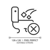 Do not throw trash in toilet pixel perfect linear icon. Restroom usage rule. Support hygiene in public washroom. Thin line illustration. Contour symbol. Vector outline drawing. Editable stroke