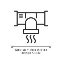 Air duct system linear icon. Hvac system. House ventilation. Temperature control. Commercial building. Thin line illustration. Contour symbol. Vector outline drawing. Editable stroke