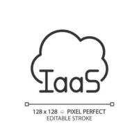 Cloud based IaaS pixel perfect linear icon. Online data storage infrastructure service. Organized information. Thin line illustration. Contour symbol. Vector outline drawing. Editable stroke