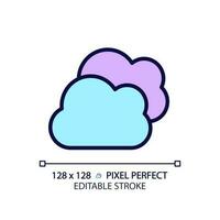 Multicloud pixel perfect RGB color icon. Improve online servers with providers diversity. Flexible service. Isolated vector illustration. Simple filled line drawing. Editable stroke