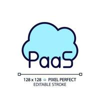 PaaS cloud computing pixel perfect RGB color icon. Online database as platform. Information storage technology. Isolated vector illustration. Simple filled line drawing. Editable stroke