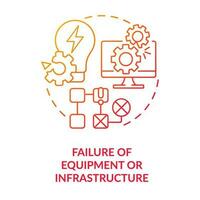 Failure of equipment or infrastructure red gradient concept icon. Power outage. Disaster type abstract idea thin line illustration. Isolated outline drawing vector