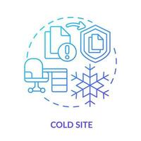 Cold site blue gradient concept icon. Basic infrastructure. Data restoration. Type of disaster recovery abstract idea thin line illustration. Isolated outline drawing vector