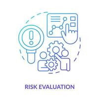 Risk evaluation blue gradient concept icon. Potential hazard. Effective disaster recovery plan abstract idea thin line illustration. Isolated outline drawing vector