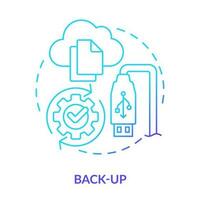 Back-up blue gradient concept icon. Removable driver. Cloud storage. Type of disaster recovery abstract idea thin line illustration. Isolated outline drawing vector