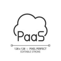 PaaS cloud computing pixel perfect linear icon. Online database as platform. Information storage technology. Thin line illustration. Contour symbol. Vector outline drawing. Editable stroke