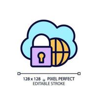 Hybrid cloud pixel perfect RGB color icon. Private and public server combination. Internet resources flexibility. Isolated vector illustration. Simple filled line drawing. Editable stroke