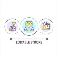 Gamification in education sector loop concept icon. Make learning more interesting. Corporate training abstract idea thin line illustration. Isolated outline drawing. Editable stroke vector