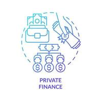 Private finance blue gradient concept icon. Company capital organization. Citizen sector feature abstract idea thin line illustration. Isolated outline drawing vector