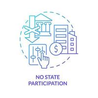 No state participation blue gradient concept icon. Country control free. Private sector feature abstract idea thin line illustration. Isolated outline drawing vector