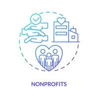 Nonprofits blue gradient concept icon. Charity organization strategy. Companies in private sector abstract idea thin line illustration. Isolated outline drawing vector