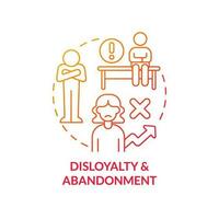 Disloyalty and abandonment red gradient concept icon. Mental health. Inner barrier. Hidden personal limit abstract idea thin line illustration. Isolated outline drawing vector