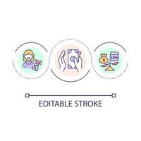 Corrupted court loop concept icon. Dishonest judges. Illegal justice. Encourage bribery abstract idea thin line illustration. Isolated outline drawing. Editable stroke vector