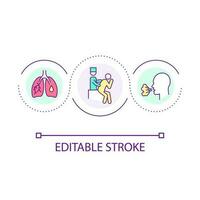 Coughing loop concept icon. Respiratory virus. Check lungs. Pulmonology diseases. Medical examination abstract idea thin line illustration. Isolated outline drawing. Editable stroke vector