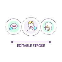 Respiratory viruses loop concept icon. Coughing and sneeze. Get cold by air drop. Symptoms abstract idea thin line illustration. Isolated outline drawing. Editable stroke vector