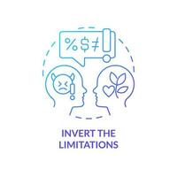 Invert limitations blue gradient concept icon. Mental health. Self growth. Overcoming hidden barrier tip abstract idea thin line illustration. Isolated outline drawing vector