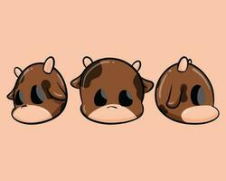 vector illustration of a brown cow's head