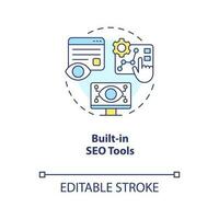 Built-in SEO tools concept icon. Website optimization. CMS features. Search engine abstract idea thin line illustration. Isolated outline drawing. Editable stroke vector