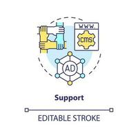 Support concept icon. Customer service departments. Content management system abstract idea thin line illustration. Isolated outline drawing. Editable stroke vector