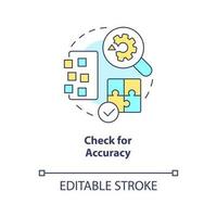 Check for accuracy concept icon. Test new platform. Audit CMS. Digital business tools abstract idea thin line illustration. Isolated outline drawing. Editable stroke vector