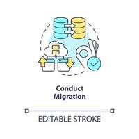 Conduct migration concept icon. Change CMS platform. Move website to new server abstract idea thin line illustration. Isolated outline drawing. Editable stroke vector