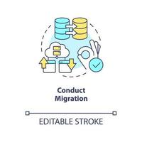 Conduct migration concept icon. Change CMS platform. Move website to new server abstract idea thin line illustration. Isolated outline drawing. Editable stroke vector