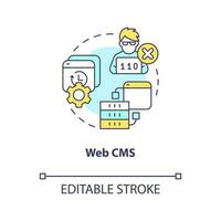 web contenido administración sistema concepto icono. cms plataforma. digital márketing resumen idea Delgado línea ilustración. aislado contorno dibujo. editable carrera vector