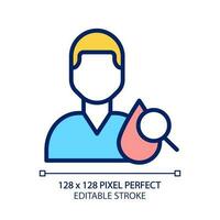 Hematology pixel perfect RGB color icon. Blood disorders prevention and treatment. Health care. Medical clinic service. Isolated vector illustration. Simple filled line drawing. Editable stroke