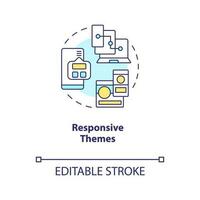 Responsive themes concept icon. Website optimize for devices. Site functionalities abstract idea thin line illustration. Isolated outline drawing. Editable stroke vector