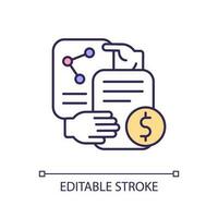 Financial analytics service RGB color icon. Studying of corporate budget. Money management. Banking account. Isolated vector illustration. Simple filled line drawing. Editable stroke