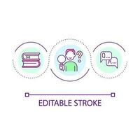 Searching information loop concept icon. Studying process. Reading books. Linguistic research abstract idea thin line illustration. Isolated outline drawing. Editable stroke vector