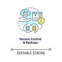 Version control and backups concept icon. Prevent data loss. Save digital information abstract idea thin line illustration. Isolated outline drawing. Editable stroke vector