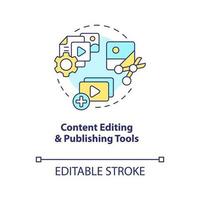 Content editing and publishing tools concept icon. CMS functionalities. Social media abstract idea thin line illustration. Isolated outline drawing. Editable stroke vector