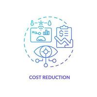 Cost reduction blue gradient concept icon. IoT in business benefit. Provide sensors devices abstract idea thin line illustration. Isolated outline drawing vector