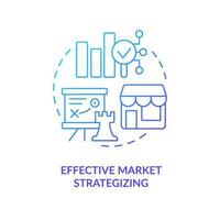 Productive market strategizing blue gradient concept icon. Improve business strategy. Development abstract idea thin line illustration. Isolated outline drawing vector