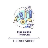 Stop bailing them out concept icon. Teaching teenager responsibility abstract idea thin line illustration. Isolated outline drawing. Editable stroke vector