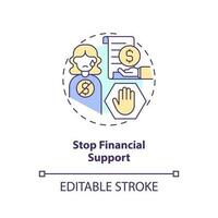 Stop financial support concept icon. Teaching teenager responsibility abstract idea thin line illustration. Isolated outline drawing. Editable stroke vector