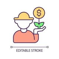 Profitable agribusiness RGB color icon. Success farming. High agriculture income. Farmers revenue. Isolated vector illustration. Simple filled line drawing. Editable stroke