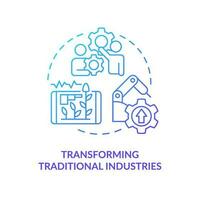 Transform traditional industries blue gradient concept icon. Technological revolution. Agriculture innovation abstract idea thin line illustration. Isolated outline drawing vector